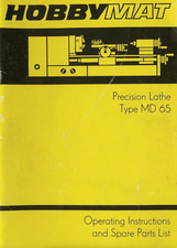 Hobbymat MD65 Lathe Use and Maintenance manual and Parts list PDF