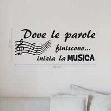 adesivo murale wall stickers frase musica pentagramma decorazione casa a0509