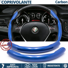 COPRIVOLANTE per ALFA ROMEO Effetto FIBRA CARBONIO SOTTILE Blu Sportivo Tuning