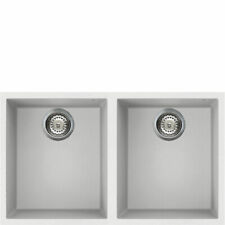 LAVELLO SOTTO TOP SMEG VZUM3434B 2 VASCHE QUADRE SINTETICO GRANITO COLOR BIANCO