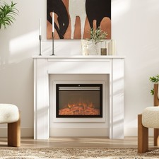 White Wooden Fireplace Mantel