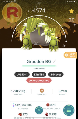 Shiny groudon lvl50 - groudon, 3moves