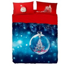 Completo lenzuola effetto copriletto BASSETTI NATALE Tree  in a Ball