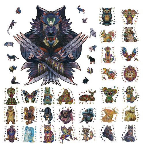 Puzzle legno animale - legno,