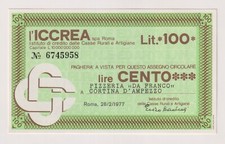 Miniassegni  28.02.77 PIZZERIA "DA FRANCO" - Rif. ICCREA 316