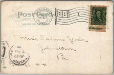 Francobollo 1907 Stati Uniti 1Cent Franklin RARO con linguella scritta SCENTRATO