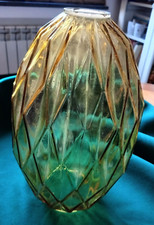 Vaso per lampada a sospensione in vetro ambrato con motivo a losanga in rilievo