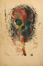 Teschio pittura acquerello composizione astratta espressionista