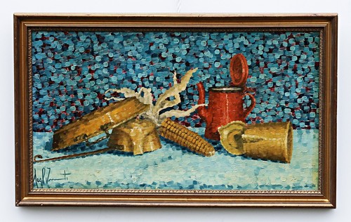 Olio legno firmato nudo - legno,
