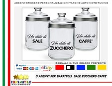 3 etichette adesive adesivi barattoli contenitori cucina zucchero caffè sale 