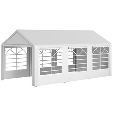 Outsunny Gazebo per Feste 6x3m con Finestre Laterali e Porte a Cerniera Bianco