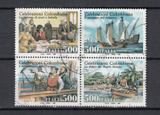 1992 ITALIA USATO CRISTOFORO COLOMBO 4 PEZZI  ATTACCATI 500°  SCOPERTA AMERICA 