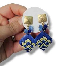 orecchini pavone in ceramica mattonella maiolica dipinti a mano