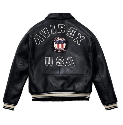 Bomber nero avirex vera pelle - nero,