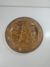 Piatto In Rame-Da Parete SCANNO-Paesaggio  Decorativo Diam 29 Cm