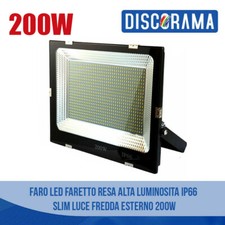 FARO 200W LUCE FREDDA LED FARETTO RESA ALTA LUMINOSITA IP66 SLIM ESTERNO