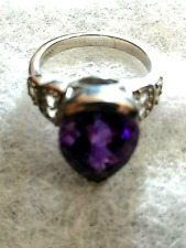 Anello da donna in argento 925 con ametista  e zirconi degli anni 70