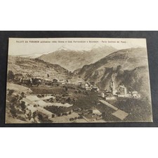 Cartolina Torgnon - Chiesa e Casa Parrocchiale e Belvedere - Parte Centrale del 