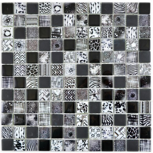 Mosaico vetro nero mix - mosaico,