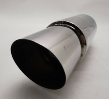 MARMITTA BIG BORE TUBO DI SCAPPAMENTO ALLUMINIO CROMATO SINGOLA UNIVERSALE AUTO