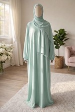 Mint Green Abaya With Attached