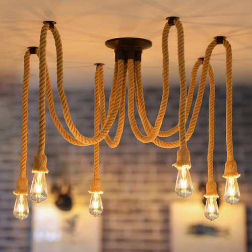 Lampadario corda canapa - lampadario, in