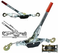 Paranco Verricello Argano Manuale Gancio Traino 2 Ton 2000KG Fune Cavo Acciaio 
