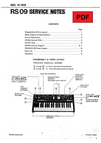 Roland service manual - rs-09,