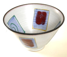 Fruttiera ceramica artistica Dianne Cross Yorkshire smaltata dipinta a mano colorata