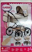 Beige doll pram with - beige,