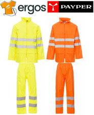 Completo Impermeabile Alta Visibilità Lavoro HiVi Rainset Payper cappuccio tuta