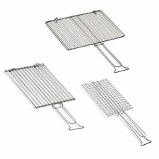 GRATICOLA GRIGLIA DOPPIA DA PESCE VERDURE CARNE ACCIAIO SENZA PIEDI PER BBQ