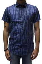 CAMICIA 135 €-70% ARMANI JEANS UOMO C6C25 LA FANTASIA BLU ult.mis.disp. S P/E.