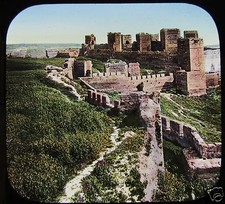 Glass Magic Lantern Slide ROMAN WALLS PROBABLY ROME C1900 ROMA ITALY 