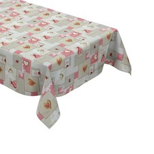 Tela Cerata Tovaglia 558-1 Cuori Love Rosa Grigio Angolare Rotondo Ovale