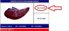 53370 FANALE POSTERIORE DX ROSSO S/PORTALAMPADA PEUGEOT 206 CABRIO CC 98- 03
