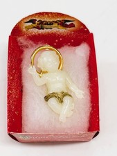 PRESEPE STATUINE PASTORELLI CULLA CON GESU BAMBINO FOSFORESCENTE VINTAGE