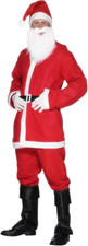 Costume Babbo Natale, Rosso, Con Giacca, Pantaloni, Barba, Cappello E Cintura Ha