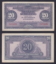 Banconota Austria Alliierte Militärbehörde 20 schilling 1944 P.-107 SPL++/XF++