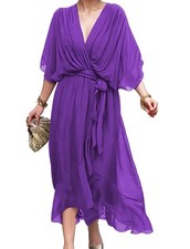 Vestito Lungo da Donna Taglie Forti, A Maniche Corte, con Scollo A V, Spacc9109