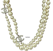 CHANEL Collana Ciondolo Girocollo AUTENTICA Kenkenjp Perla Bianca Lunga 90cm COCO CC Rara