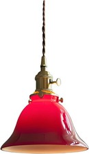 Lampadario a Sospensione Vintage in Vetro con Cavo Regolabile E27 In ottone