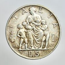VITTORIO EMANUELE III 1901-1943 -AG/ 5 LIRE 1937