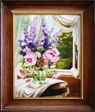 Fiori IN Finestra Dipinto a