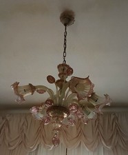 Lampadario antico In vetro di