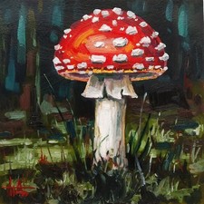 Fungo rosso dipinto ad olio