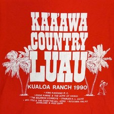 HANES BEEFY T VINTAGE 90S  KA A AWA COUNTRY LUAU KUALOA RANCH 1990  XL HAWAII 