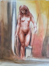 "Nudo" -1994- Sanguigna e pastelli su cartoncino di Silvestro Pistolesi cm 58x78
