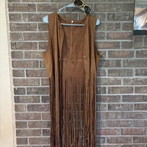 Gilet hippie frange halloween - gilet,