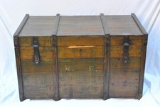 Antico Baule Militare Legno Rinforzato Trasporto Armamenti